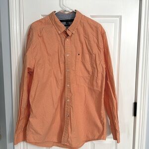 Tommy Hilfiger Classic button down XLorange dot colorEUC no rips tears or stains